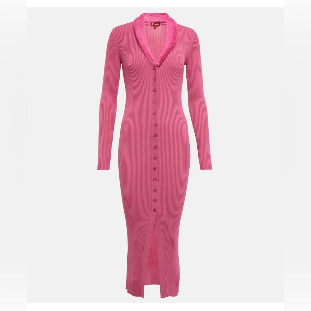 Staud Celina faux fur trimmed dress